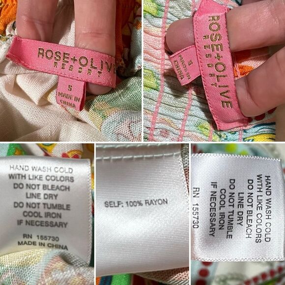 Rose & Olive Colorful Boho Paisley Geometric Maxi Skirt Set Pockets Green S NWOT - Picture 10 of 11